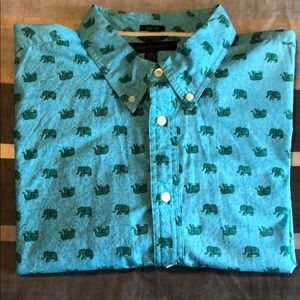 Tommy Hilfiger Elephant Dress Shirt, (XL SLIM FIT)